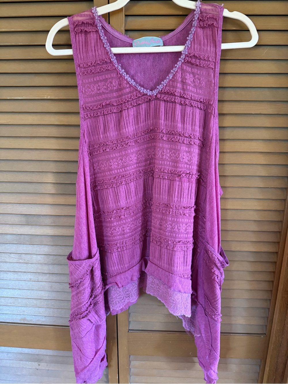 Pretty Angel Crochet-Trim Sleeveless Tank Top - Purple